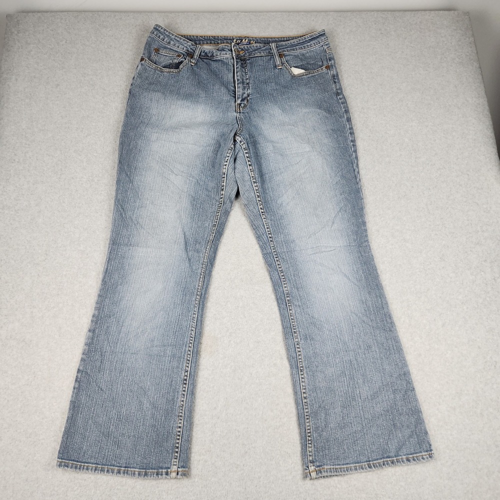 Lee Jeans Pants Womens 18W Blue Denim Faded Medium Wash Mid Rise Stretch Grunge